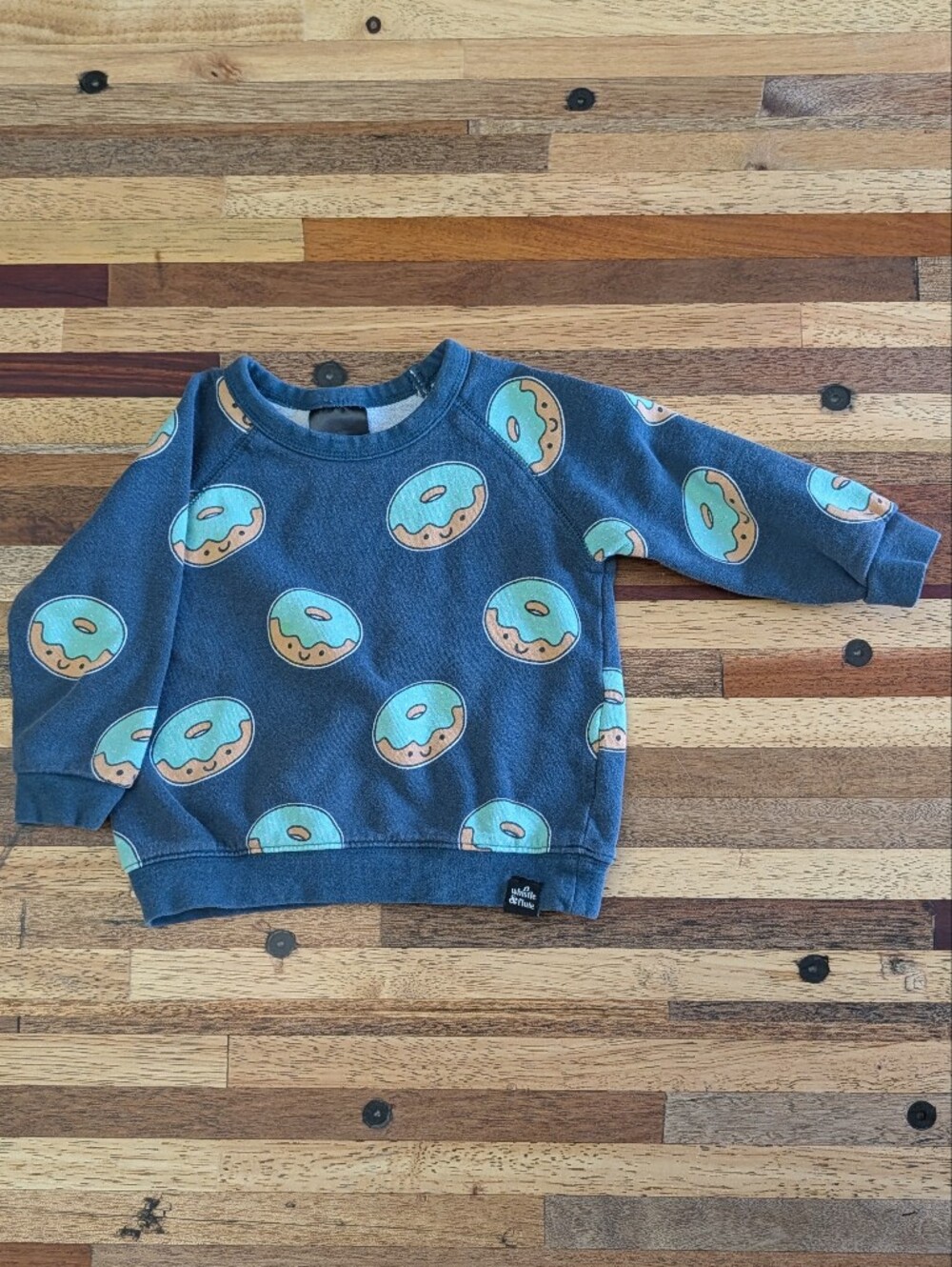 Toddler Blue Crewneck with Mint Donuts 🍩